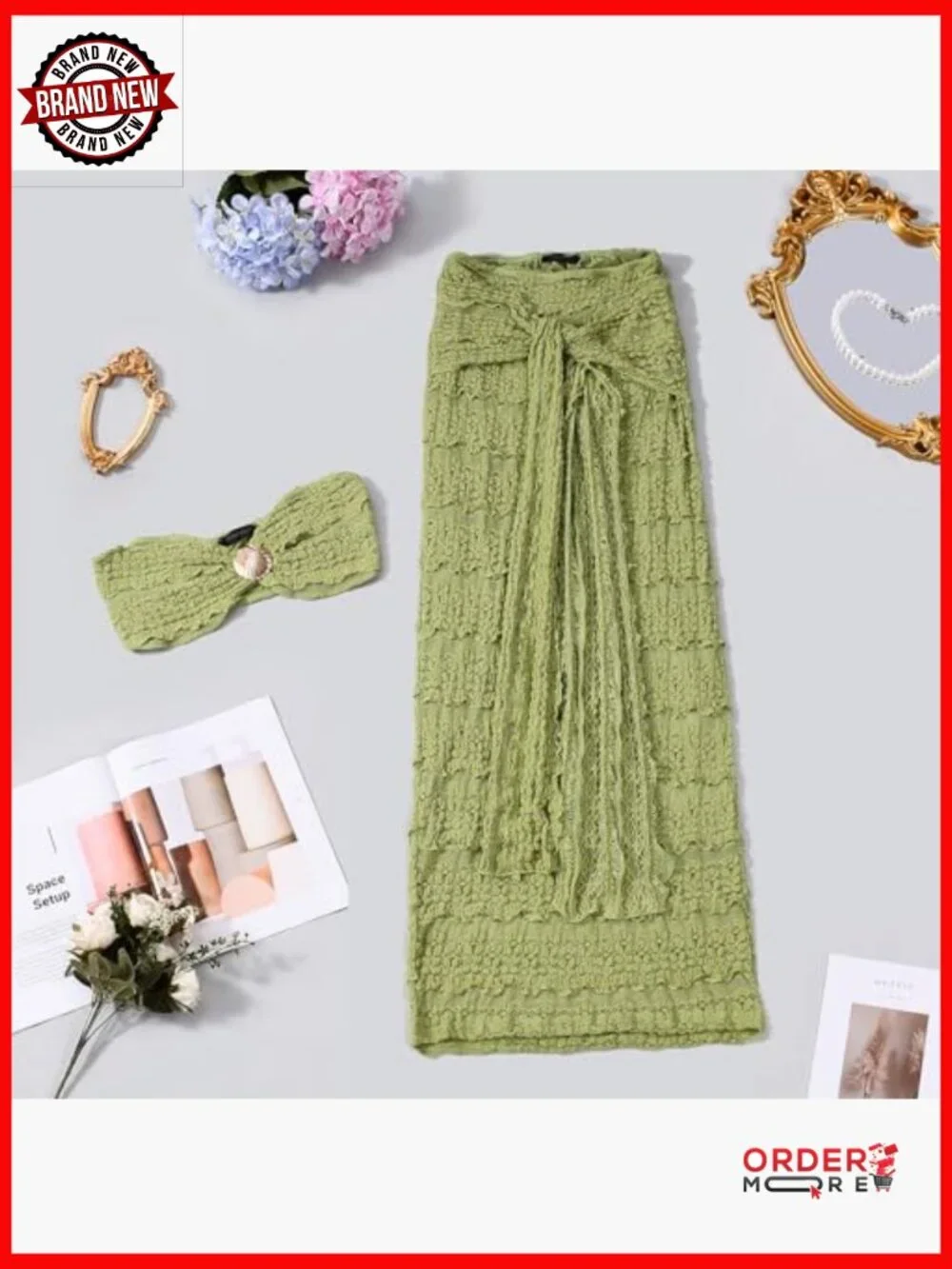 Two Piece Set Tube Top Maxi Skirt Boho Summer Beach Outfit - Picture 3 of 4